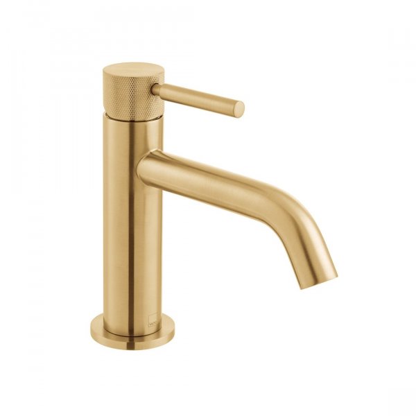 Vado Individual Origins Knurled Slimline Mono Basin Mixer with Knurled Handle - Brushed Gold