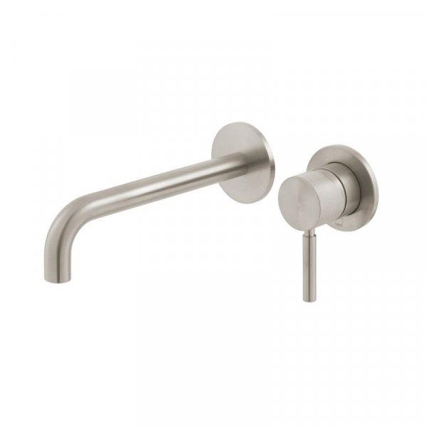 Vado Individual Origins Knurled Slimline 2 Hole Wall Mounted Single Lever Basin Mixer with Knurled Handle - Brushed Nickel