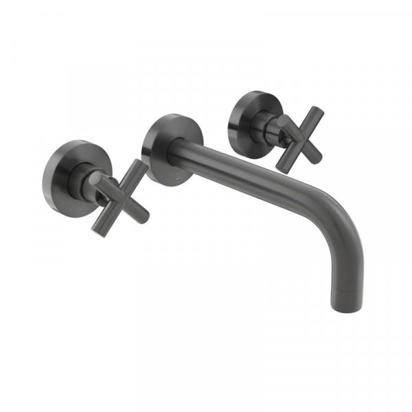 Vado Individual Elements 3 Hole Wall Mounted Basin Mixer with 200mm Spout - Brushed Black
