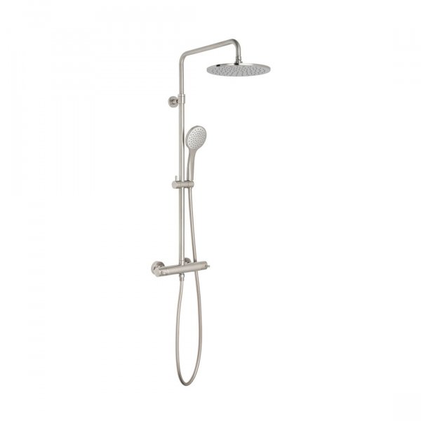 Vado Individual Adjustable Round Thermostatic Shower Column - Brushed Nickel