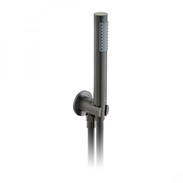 Vado Individual Single Function Hand Held Shower Head with Hose, Bracket & Integrated Outlet - Brushed Black