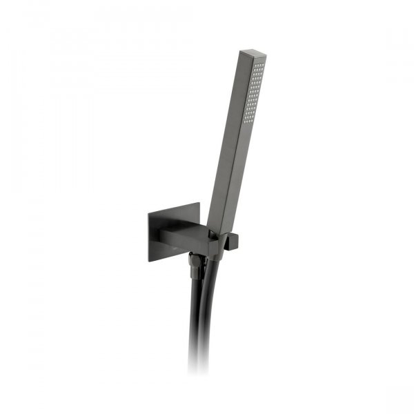 Vado Individual Square Single Function Mini Shower Kit with Integrated Outlet & Bracket Wall Mounted - Brushed Black
