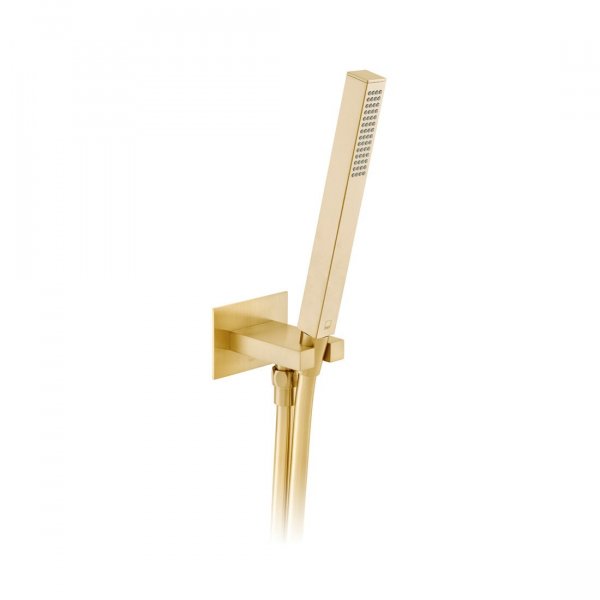 Vado Individual Square Single Function Mini Shower Kit with Integrated Outlet & Bracket Wall Mounted - Brushed Gold