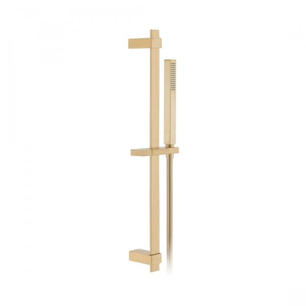 Vado Individual Square Single Function Slide Shower Rail Kit - Brushed Gold