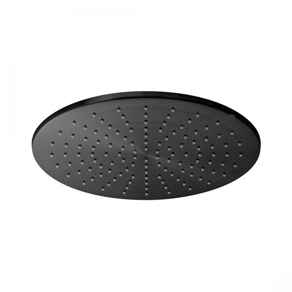 Vado Individual Round Slimline Shower Head - Brushed Black 300mm (12