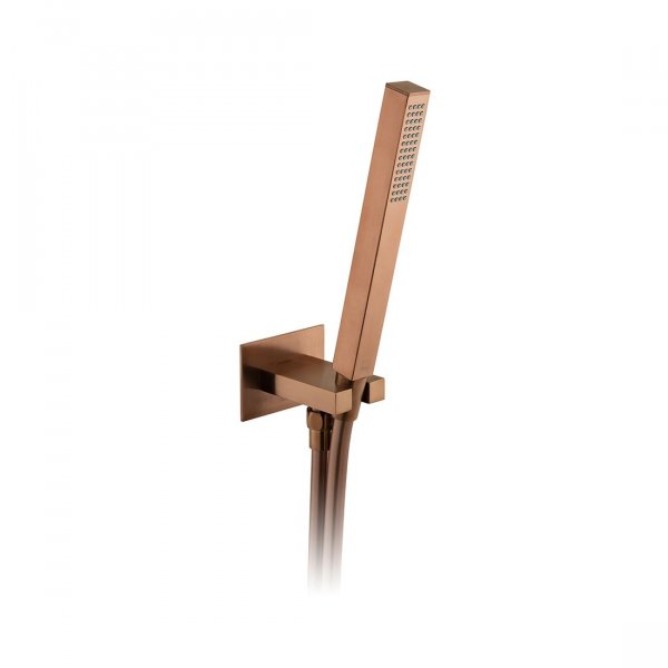 Vado Individual Square Single Function Mini Shower Kit with Integrated Outlet & Bracket Wall Mounted - Brushed Bronze