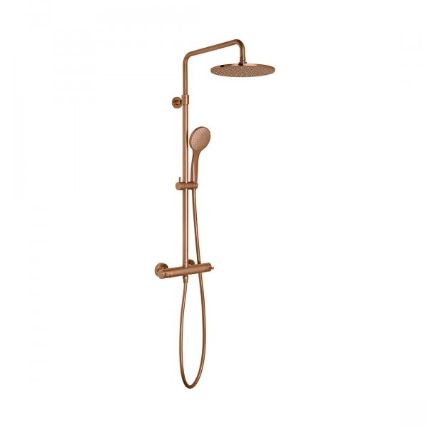 Vado Individual Adjustable Round Thermostatic Shower Column - Brushed Bronze