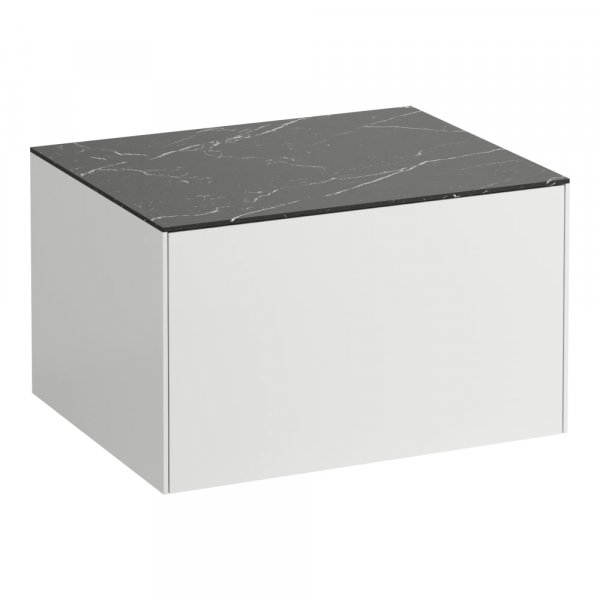 Laufen Sonar 600mm Matt White & Nero Marquina Drawer Element without Cutout