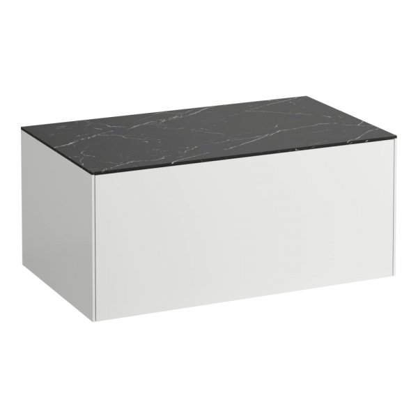 Laufen Sonar 800mm Matt White & Nero Marquina Drawer Element without Cutout