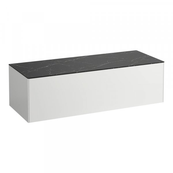 Laufen Sonar 1200mm Matt White & Nero Marquina Drawer Element without Cutout