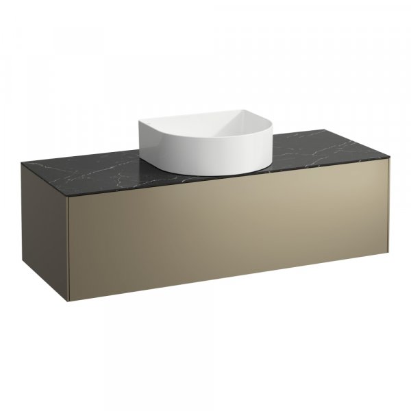 Laufen Sonar 1200mm Titanium & Nero Marquina Drawer Element with Centre Cutout