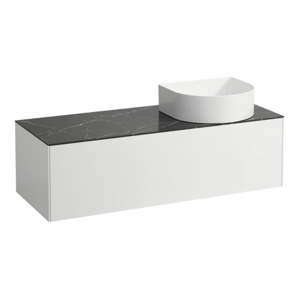 Laufen Sonar 1200mm Matt White & Nero Marquina Drawer Element with Right Cutout