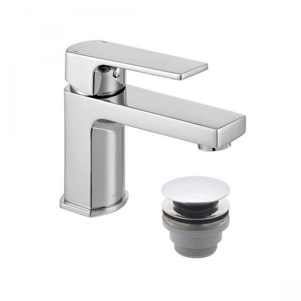 Vado Axces Ekko Mini Mono Basin Mixer + Push Basin Waste