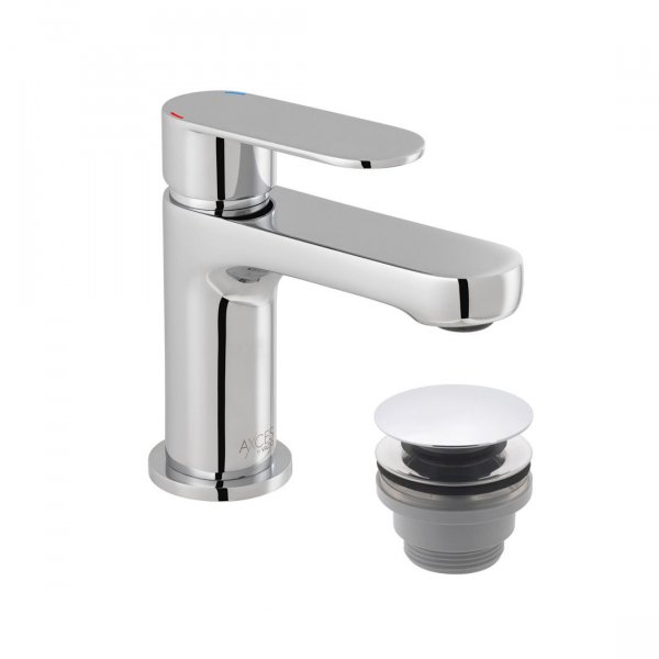 Vado Axces Metiz Mini Mono Basin Mixer + Push Basin Waste