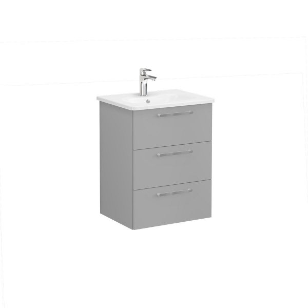 Vitra Root 60cm Basin Unit with Three Drawers - Matt Rock Grey