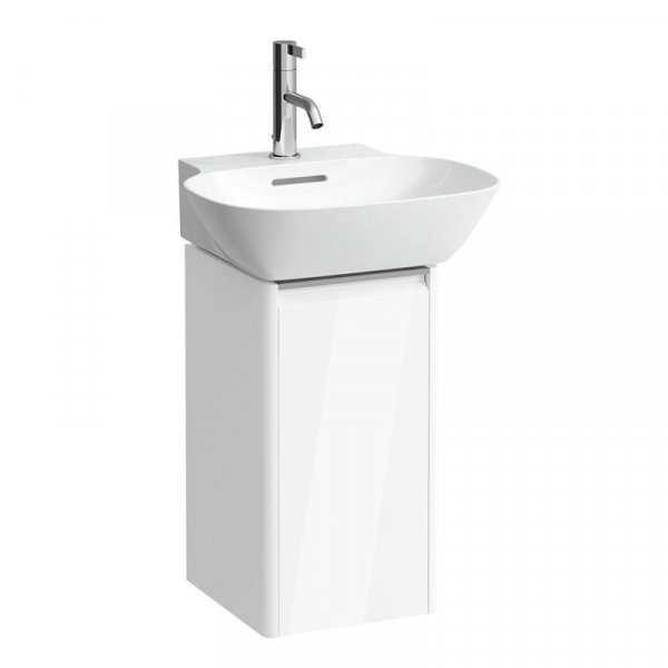 Laufen Base Gloss White 275mm Vanity Unit with Door & Anodised Aluminium Handle - Left Hand