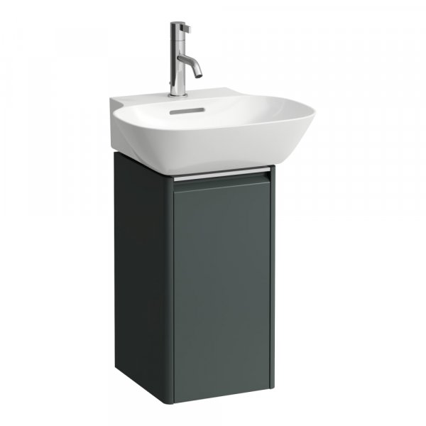 Laufen Base Traffic Grey 275mm Vanity Unit with Door & Anodised Aluminium Handle - Left Hand