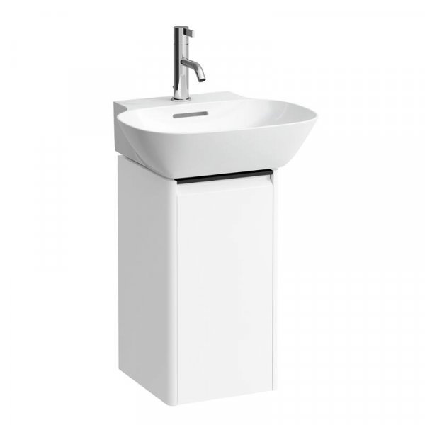 Laufen Base Matt White 275mm Vanity Unit with Door & Black Aluminium Handle - Left Hand