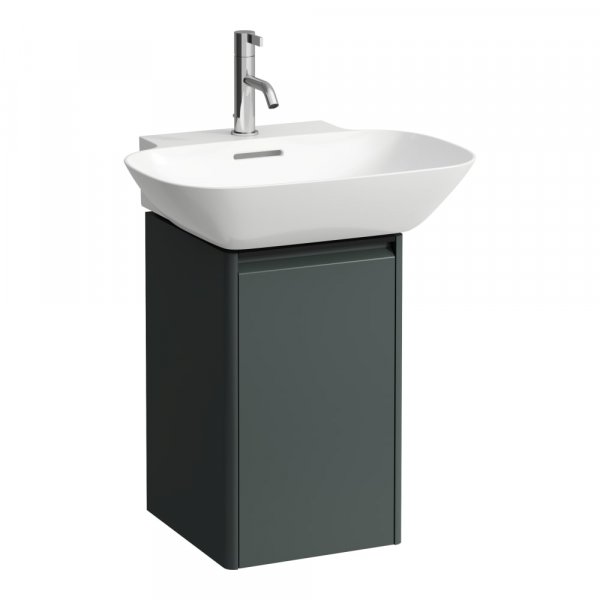 Laufen Base Traffic Grey 315mm Vanity Unit with Door & Black Aluminium Handle - Left Hand