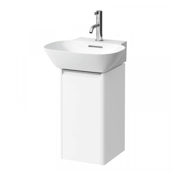 Laufen Base Matt White 275mm Vanity Unit with Door & Anodised Aluminium Handle - Right Hand