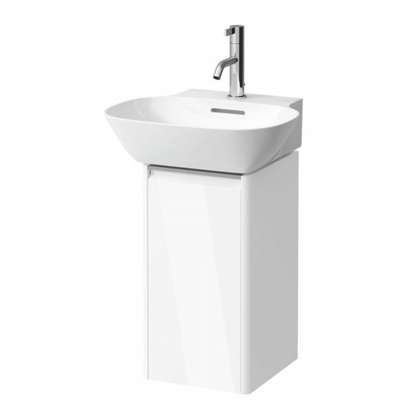 Laufen Base Gloss White 275mm Vanity Unit with Door & Anodised Aluminium Handle - Right Hand