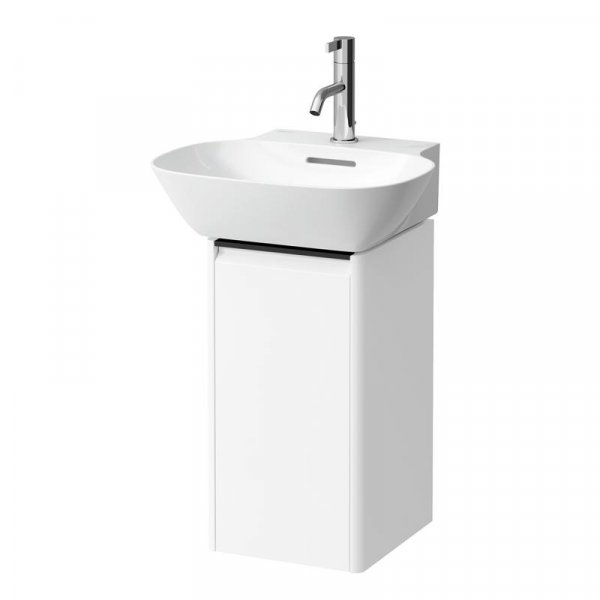 Laufen Base Matt White 275mm Vanity Unit with Door & Black Aluminium Handle - Right Hand