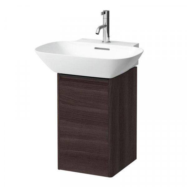 Laufen Base Dark Elm 315mm Vanity Unit with Door & Black Aluminium Handle - Right Hand