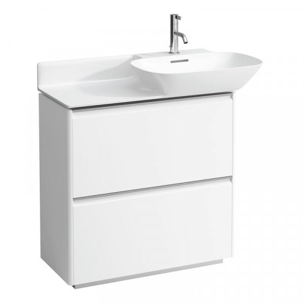 Laufen Base Matt White 770mm Vanity Unit with 2 Drawers & Anodised Aluminium Handle