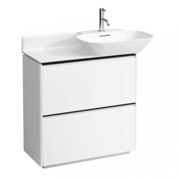 Laufen Base Matt White 770mm Vanity Unit with 2 Drawers & Black Aluminium Handle