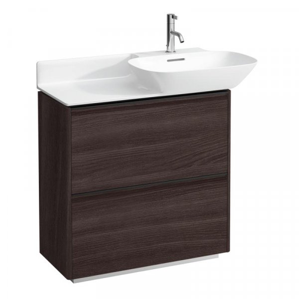 Laufen Base Dark Elm 770mm Vanity Unit with 2 Drawers & Black Aluminium Handle