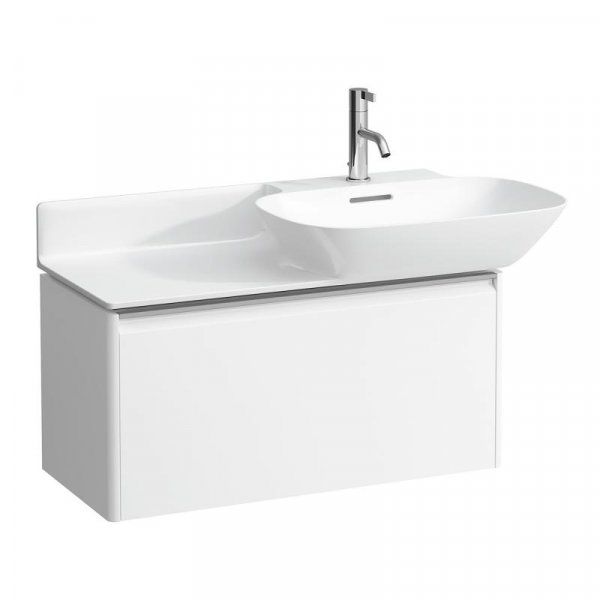 Laufen Base Matt White 770mm Vanity Unit with 1 Drawer & Anodised Aluminium Handle