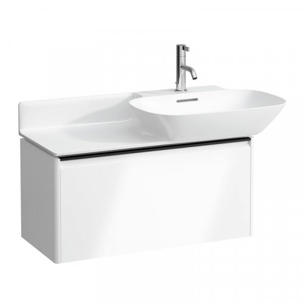 Laufen Base Gloss White 770mm Vanity Unit with 1 Drawer & Black Aluminium Handle