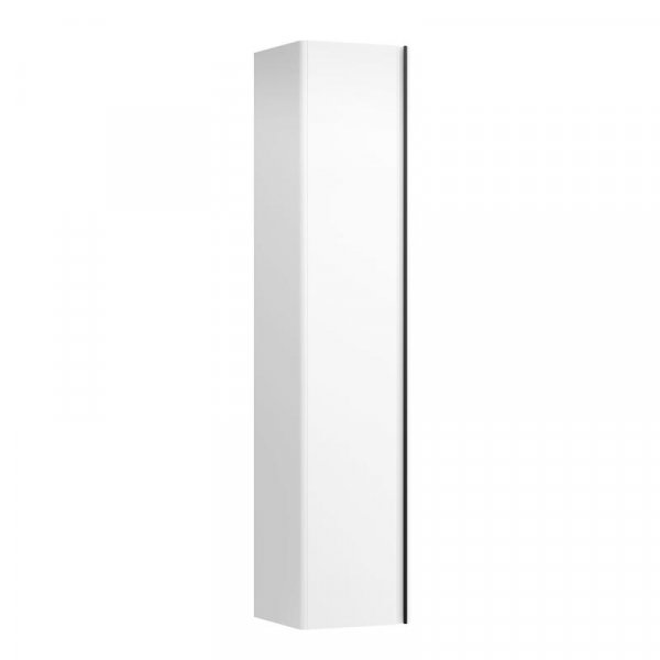 Laufen Base Matt White 350 x 1650mm Tall Cabinet with 1 Door & Black Aluminium Handle - Left Hand