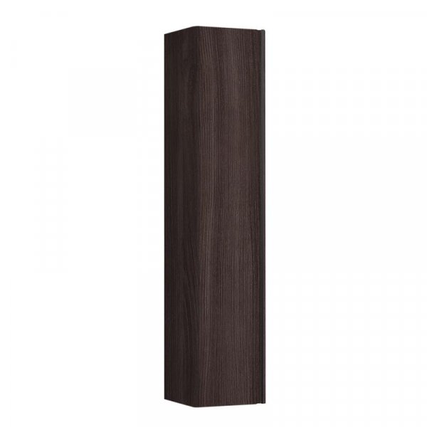 Laufen Base Dark Elm 350 x 1650mm Tall Cabinet with 1 Door & Black Aluminium Handle - Left Hand