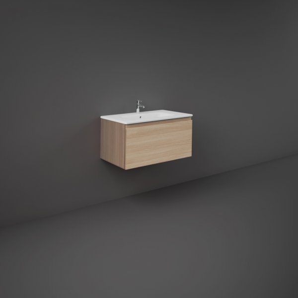 RAK Joy Uno Wall Hung 1 Drawer Vanity 80cm - Oak