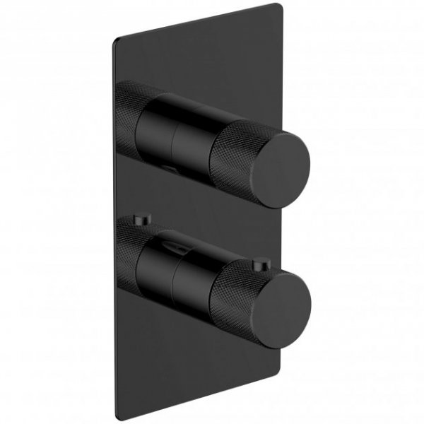 RAK Amalfi Dual Outlet, 2 Handle Thermostatic Concealed Shower Valve - Black