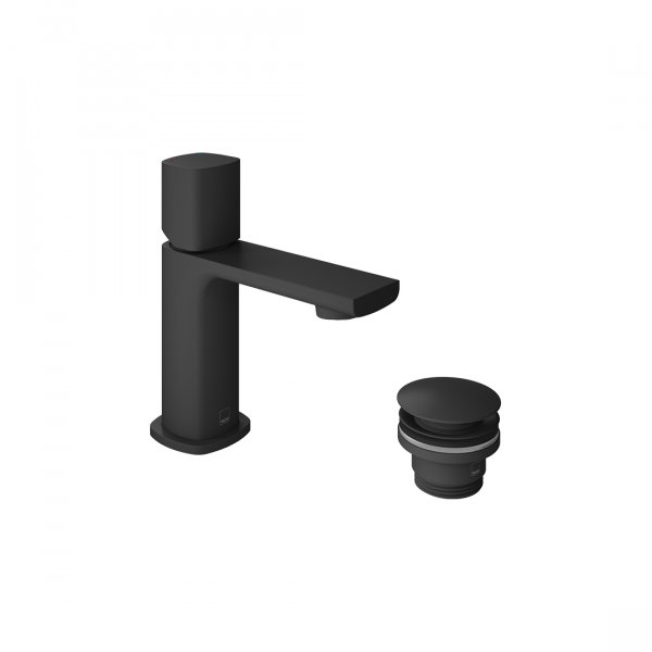 Vado Cameo Leverless Mini Mono Basin Mixer for Low Pressure System with Waste - Matt Black