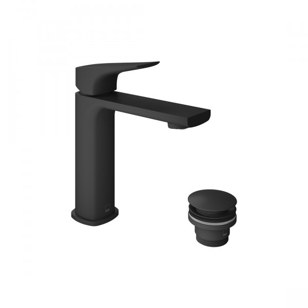 Vado Cameo Lever Mono Basin Mixer with Waste - Matt Black