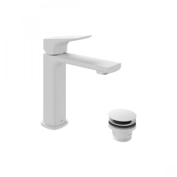 Vado Cameo Lever Mono Basin Mixer with Waste - Matt White