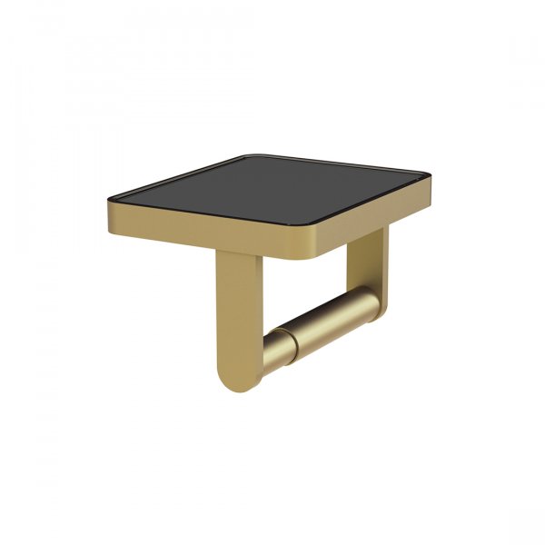 Vado Cameo Paper Holder with Black Glass - Satin Brass