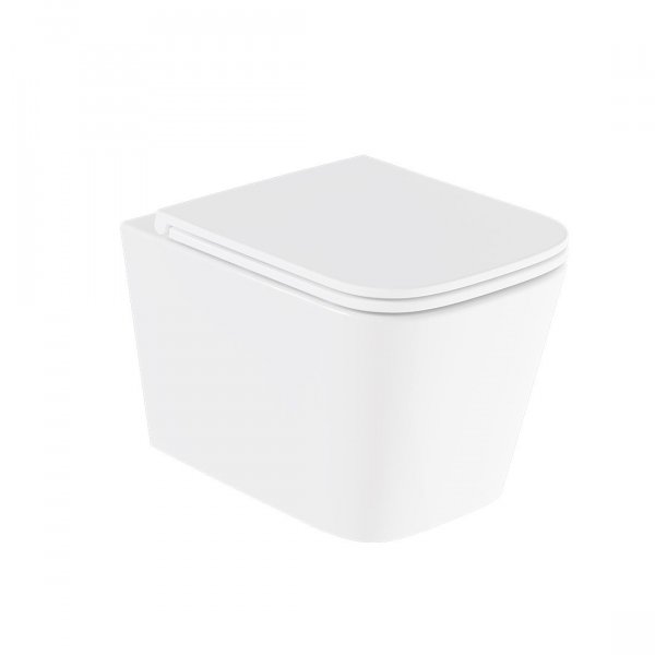 Vado Cameo Wall Hung Toilet Pan with Soft-Square Bowl - Gloss White