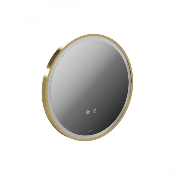Vado Cameo 500mm Illuminated Round Mirror with Demister - Satin Brass