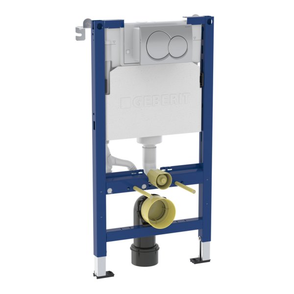 Geberit Alpha 980mm Frame & Cistern for Wall-Hung WC with Alpha01 Round Flush Plate
