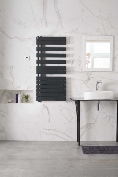 Zehnder Roda Spa Left Mounted Towel Rail 1183 x 550mm - Matt Black