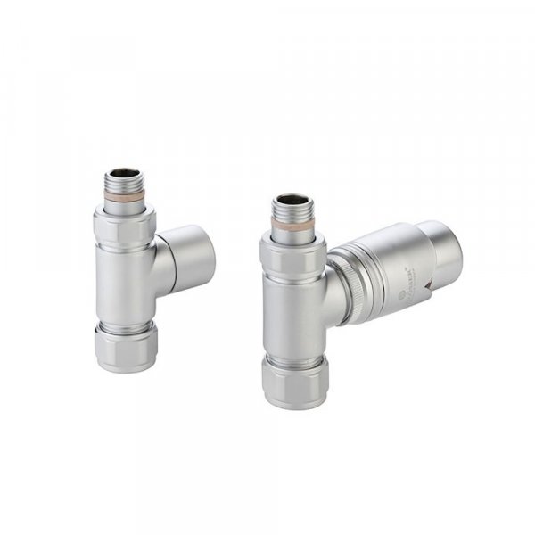 Zehnder Thermostatic Straight Valve Set 36 - Satin Chrome