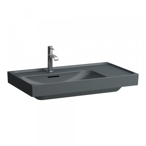 Laufen Meda 800mm Basin with Right Shelf - 1 Tap Hole - Matt Graphite