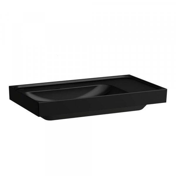 Laufen Meda 800mm Basin with Right Shelf - 0 Tap Hole - Matt Black