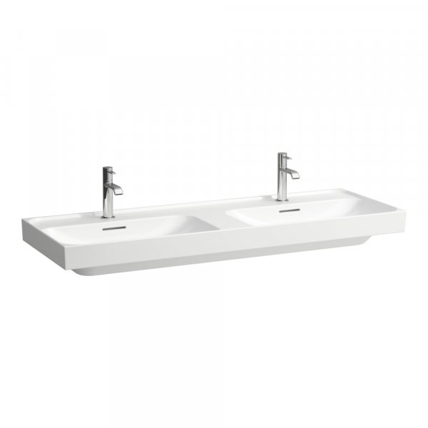 Laufen Meda 1300mm Double Basin - 0 Tap Hole - White LCC
