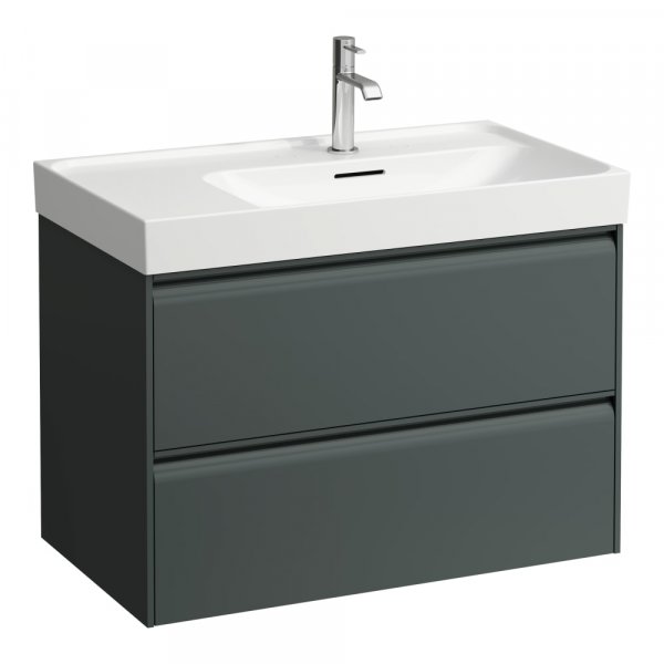 Laufen Meda 800mm 2 Drawer Vanity Unit for Right Hand Basin - Traffic Grey