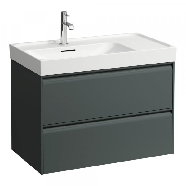 Laufen Meda 800mm 2 Drawer Vanity Unit for Left Hand Basin - Traffic Grey